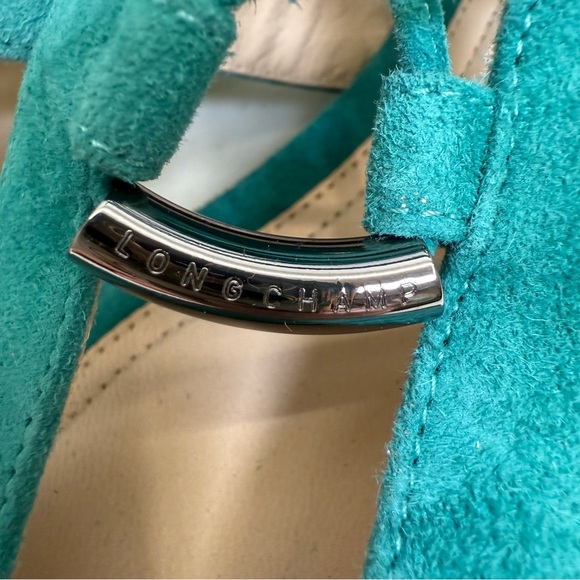 Longchamp Sandals Womens Size 7 Gladiator Green Suede Lace-Up New Boho Cowgirl - Picture 5 of 12